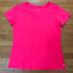 Amazon Essentials Tee Women’s Large Pink Vneck Shirt Activewear Athletic New
